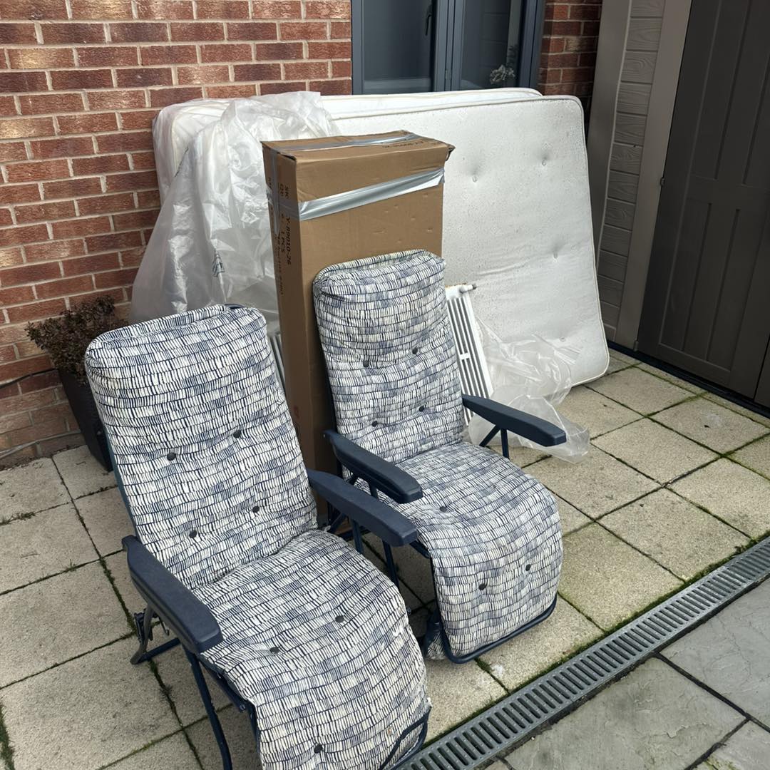 Mattress and furniture ready for collection in York, before removal by Mukin